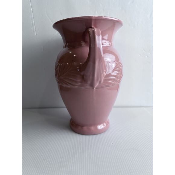 BEAUTIFUL VINTAGE ABINGDON ART POTTERY 153 ACANTHUS LEAF PINK WITH HANDLES VASE! - Picture 7 of 16
